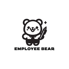 bear employee vector  illustration, logo, icon, silhouette design black and white 