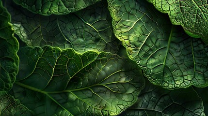 Fototapeta premium A close-up photograph of textured green leaves.