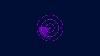 Radar screen radio wave medium purple color illustration. Dark purple background 4k illustration. 