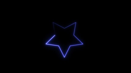 Obraz premium star neon light shape drawn blue color illustration. back background 4k illustration. 