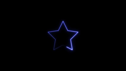  star neon light shape drawn blue color illustration. back background 4k illustration. 
