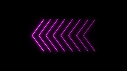 abstract Neon light sign Arrows of  magenta color light signal spreading with a black background. 4k illustration can be used, road, song, news paper, etc.
