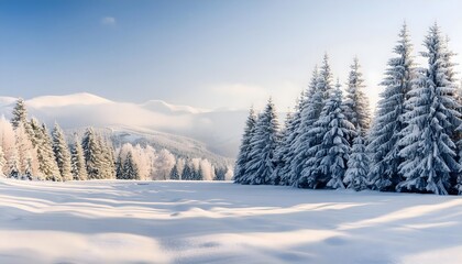 Obraz premium Winter scene with snow-covered trees, Snow, field, trees, winter, scene