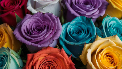 Three multicolored roses