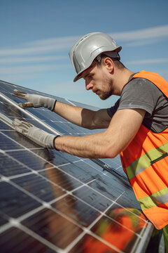Engineers installing state-of-the-art solar panels, paving the way for a sustainable energy future