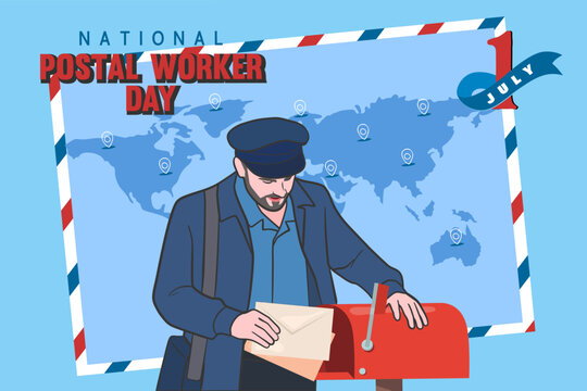National postal workers day celebration flat poster.