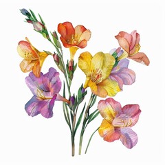 Watercolor Freesia Clipart