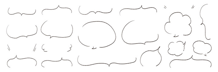 シンプルな線の手書きの吹き出しセット