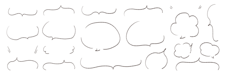 シンプルな線の手書きの吹き出しセット