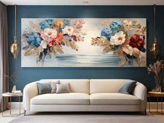 modern living room with sofa furniture, home, couch, living, wall,Ai generated 