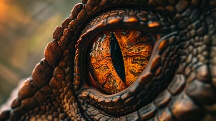 Close-up photo of a lifelike dinosaur eye