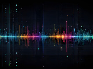 Data visualization, data network, glow sound waves effect or abstract technology background ai generative
