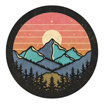 Mountain logo, mountain illustration PNG transparent background
