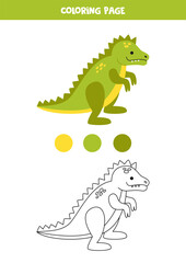 Color cute cartoon dinosaur toy. Worksheet for kids.
