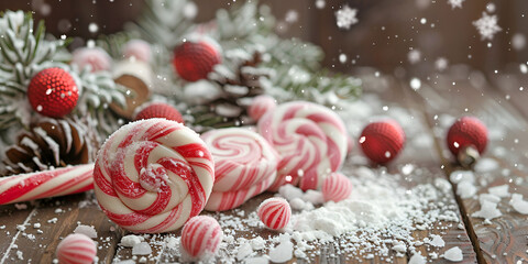 A  candy cane in the snow