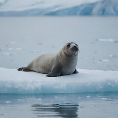 Fototapeta premium a seal on an ice floe