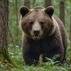 Fototapeta premium a brown bear in the forest