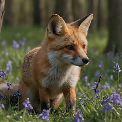 Fototapeta premium a red fox in the woods
