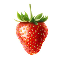 3d realistic vector icon. Red whole strawberry on white background, isolated.