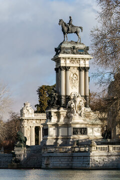 Monument to Alfonso XII in El Retiro Park, Madrid, Spain.