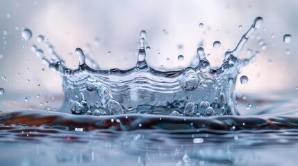 A dynamic splash of sparkling water with bubbles and droplets