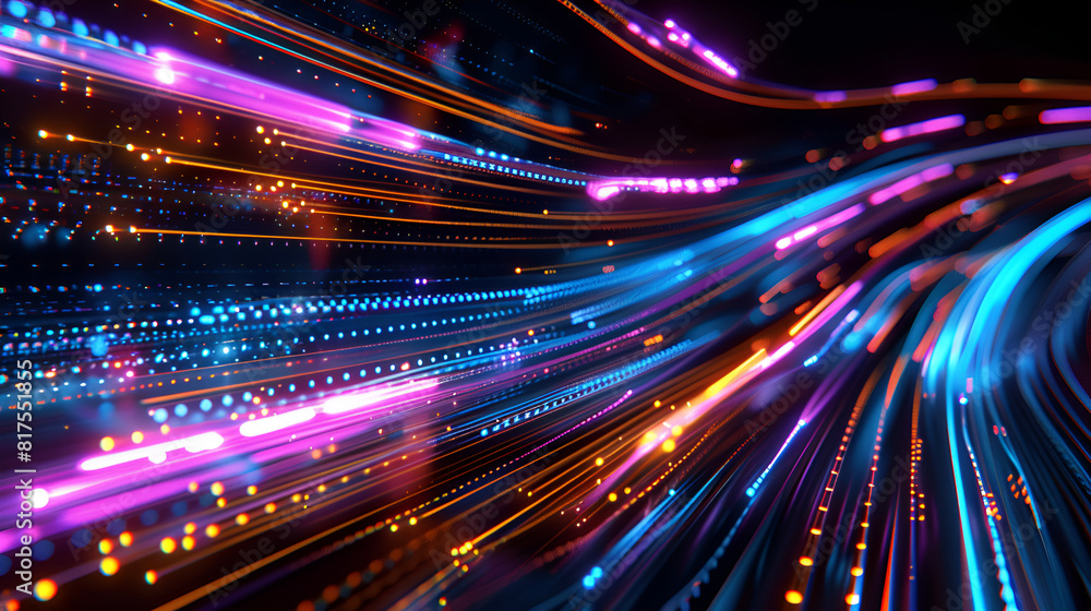 Poster abstract background with glowing wavy lines and space for your text,neon fiber optic lines abstract 