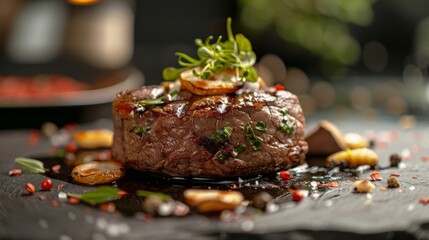 Intimate close-up of assorted premium sheep steaks, highlighting unique flavors and cooking properties, perfect for advertising, studio lit