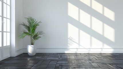 grey shadow studio showcase, shadow sunshine and sunbeam reflection on black and white empty room studio.