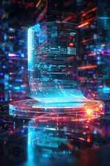 A holographic contract symbolizing trust in digital agreements