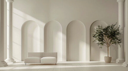 Simple and clean wallpaper featuring geometric arches in a minimalist landscape