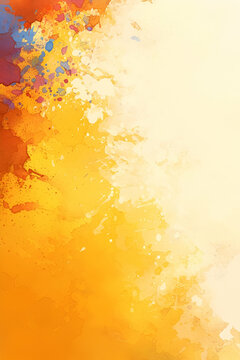 Amber, orange tints and shades on sky watercolor painting, Abstract Watercolor Background in Orange and Yellow Tones, Ideal for Juneteenth Graphics and Posters, Copy Space