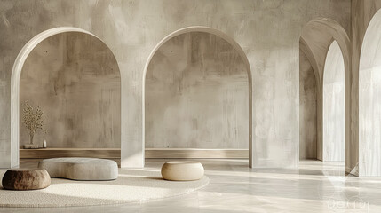 Zen-inspired wallpaper featuring a landscape of simple geometric arches