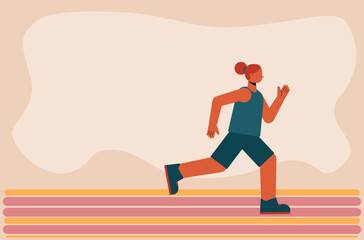 Fototapeta premium Illustration of an abstract woman running in a tank top and shorts. Running athlete flat design illustration.