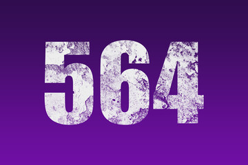 flat white grunge number of 564 on purple background.