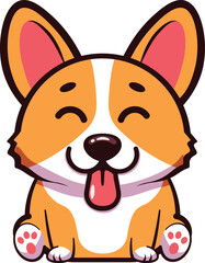 Cartoon corgi dog. Cute cartoon funny corgi, flat style illustration.