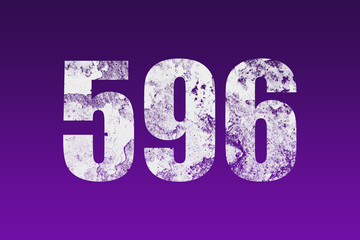 flat white grunge number of 596 on purple background.