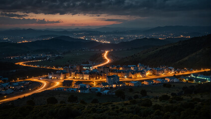 Obraz premium view of the city at sunset