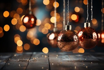 Festive Christmas Ornaments in Copper and Red Tones
