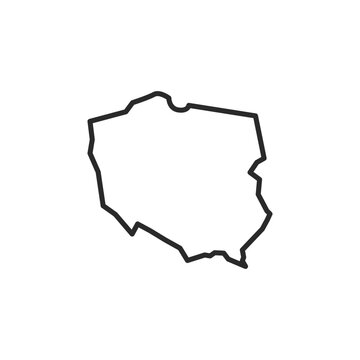 Fototapeta Poland map icon. Simple outline of Poland's national borders, providing a clear and concise representation suitable for educational materials, travel guides. Vector illustration 