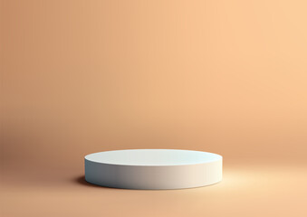 3D realistic white podium on soft brwon background