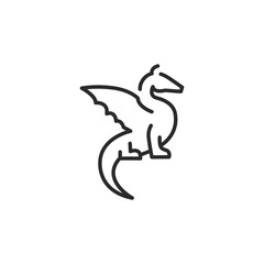 Dragon icon. A stylized silhouette of a dragon, a powerful symbol in many cultures and associated with mythology and fairytales. Perfect for use in storytelling, or as a mascot. Vector illustration