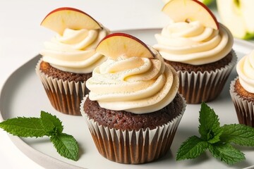 Gorgeous Apple Cupcakes with Marshmallow Frosting