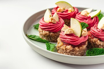 Indulgent Apple Crunch Pupcakes with Beet Frosting