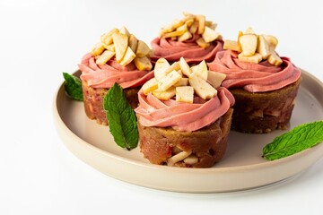 Gourmet Apple Crunch Pupcakes with Beet Frosting