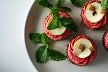 Gourmet Apple Crunch Pupcakes with Beet Frosting