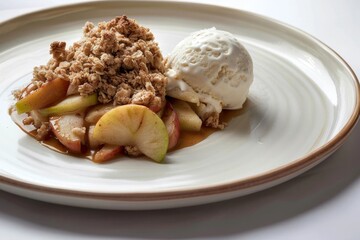 Tempting Caramel Apple Crumble with Vanilla Ice Cream