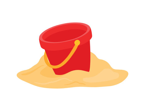 Empty sand bucket icon vector illustration for beach summer kid toys and game