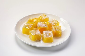 Sun-Kissed Apricot Gelee Delight on White Plate