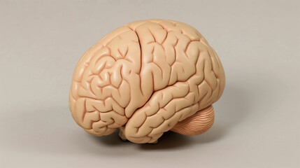 Obraz premium Detailed model of the human brain, showing the intricate folds and structures, representing knowledge, neuroscience, and mental functions