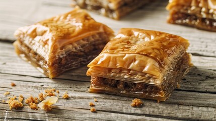 Baklava traditional oriental dessert. Sweet turkish food background. AI Generative